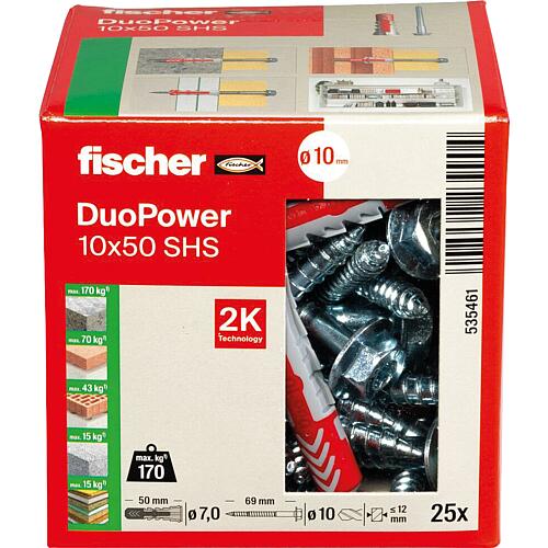 Dowel DUOPOWER 10x50 SHS set with screw PU 25