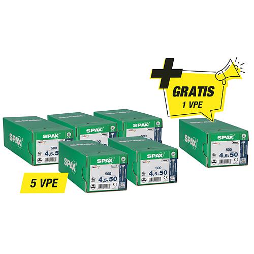 Senkkopfschrauben-Set, 5 VPE, Teilgewinde + 1 VPE gratis, 4,5 x 50 mm Standard 1