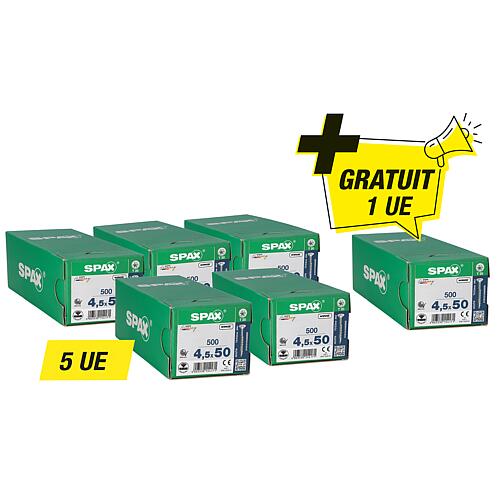 Kit de vis à tête fraisée, 5 Cond., Filetage partiel + 1 Cond. gratuit, 4,5 x 50 mm Standard 1