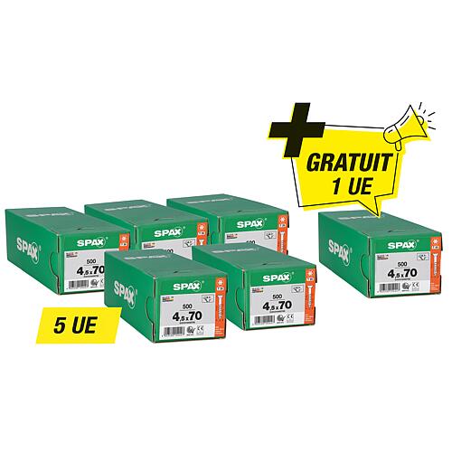 5 x vis à tête fraisée filetage partiel + 1 x pack gratuit, 4,5 x 70 mm Standard 1