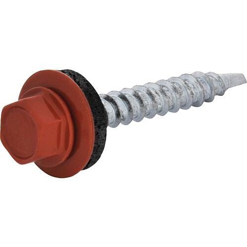 Facade screw MF Twistec® Colorhead 4.8 X 80 RAL 3009 PU: 100 with socket wrench 451M8P