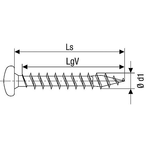 SPAX® universal screw, thread ø d1: 3.0 mm, head ø: 6.0 mm, standard packaging