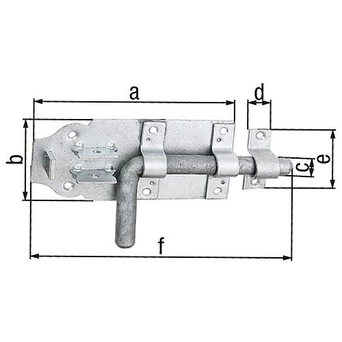 Bolt with loop, 210x70mm, hot-dip galvanised