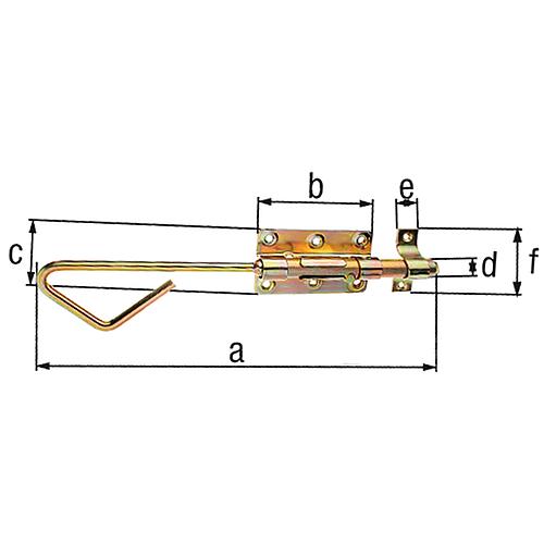 Verrou de box avec passant 320x58mm, jaune zingué