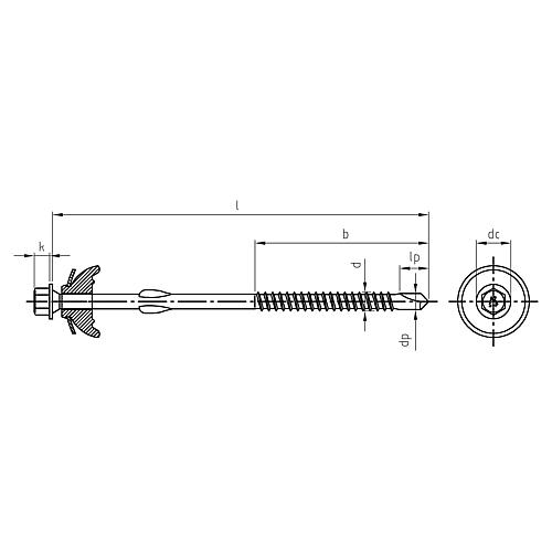 Drill screw stainless steel A2 with hex drive Standard 2