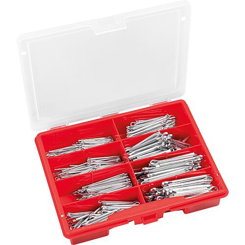 Assortment case split pins DIN EN ISO 1234, galvanised, 525-piece