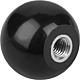 Ball knobs, shape E with threaded bushing, galvanised steel Standard 1