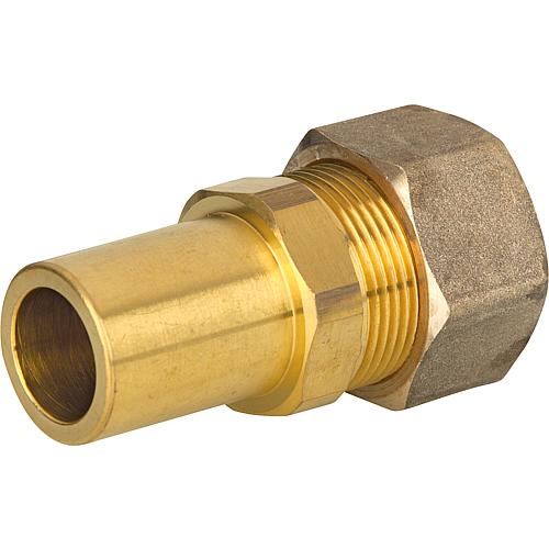 Screw connection for spiral tube DN25 x 22mm connecting piece,brass, with Graphite high-temperature seal