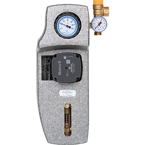 Easyflow model 1 HE solar station, single-line with Grundfos circulation pump Standard 2