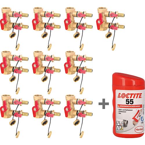 Value pack 10 x flushing and filling unit with butterfly handle + LOCTITE® 55 sealing thread Standard 1