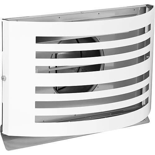 Exhaust air grille Alfa 125 White RAL 9010 w.insulated non-return flap Stainless steel 304