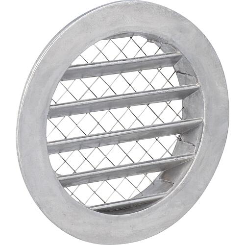 Weather protection grille, made of aluminium, with insect screen, round Standard 1