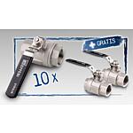 Promotional package stainless steel ball valve 2-piece DN25 (1") full bore 10x + 2x free of charge